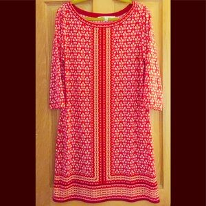 Red patterned shift dress
